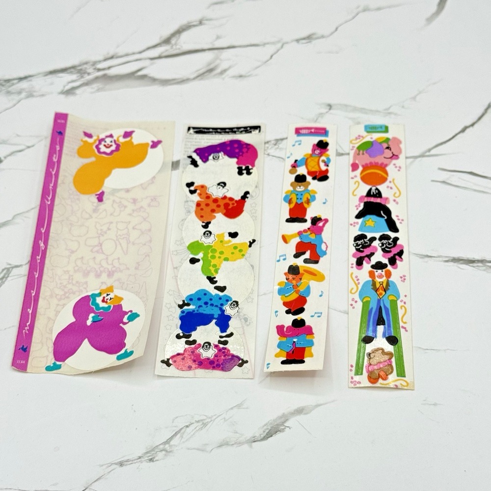 Vintage 1980s Sticker Sheets Cardesign Toots Circus Clowns Marching Band Bears